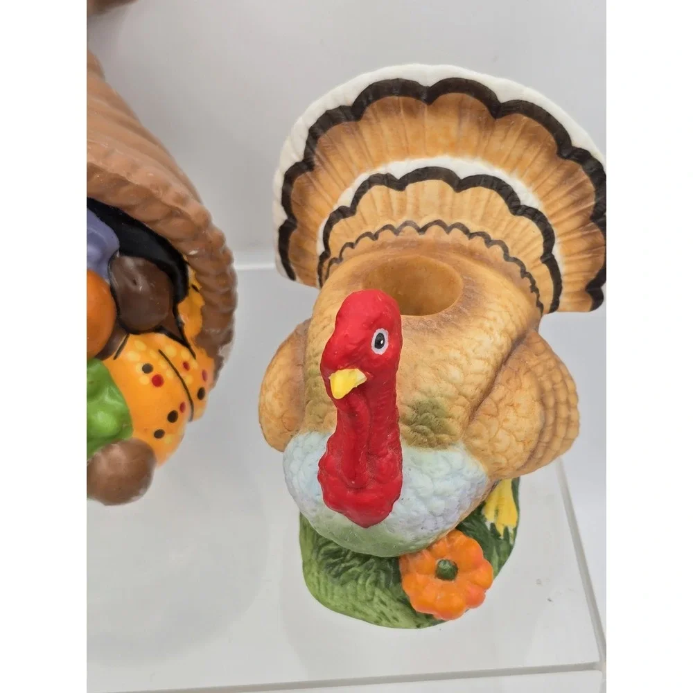 3 Lot VTG Cornucopia Thanksgiving Candle 4